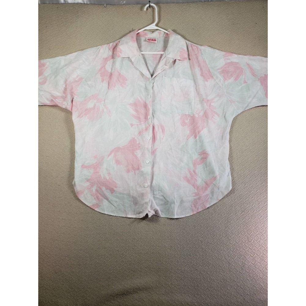 Vintage Hot Stuff Shirt Womens 3XL Multicolor Tie & Dye Button Up Collar Classic